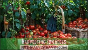 harvesting tomatoes