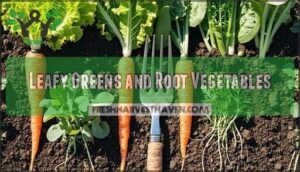leafy greens and root vegetables