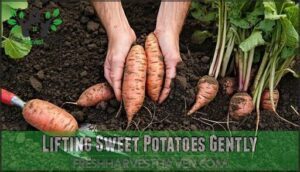 lifting sweet potatoes gently