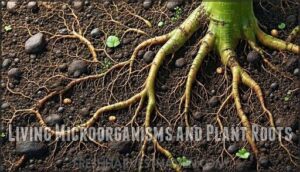 living microorganisms and plant roots