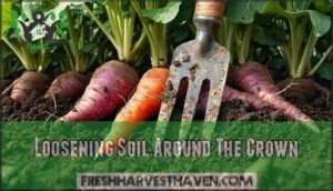 loosening soil around the crown