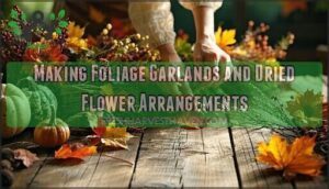 making foliage garlands and dried flower arrangements