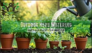 outdoor herb watering