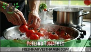 peeling tomatoes