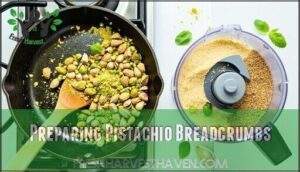 preparing pistachio breadcrumbs