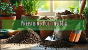 preparing potting mix