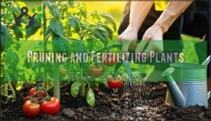 pruning and fertilizing plants