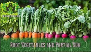 root vegetables and partial sun