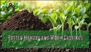 rotted manure and worm castings