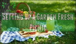 setting up a garden fresh picnic