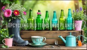 upcycling old items into planters