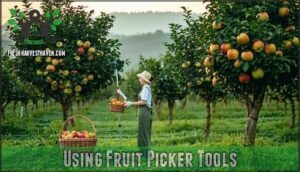 using fruit picker tools