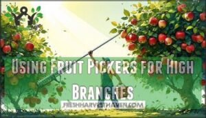 using fruit pickers for high branches
