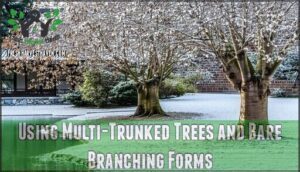 using multi-trunked trees and bare branching forms