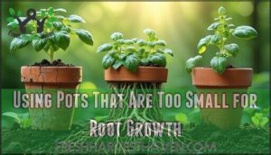using pots that are too small for root growth