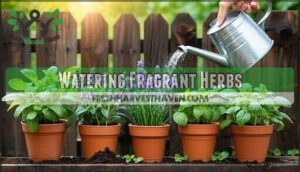watering fragrant herbs