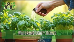 watering leafy herbs