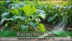 wind and infected soil