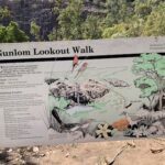 A sign on a rocky hillside points to a Gunlom Lookout Walk.