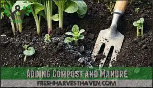 adding compost and manure