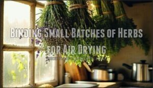 binding small batches of herbs for air drying