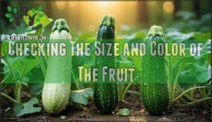 checking the size and color of the fruit