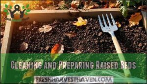 cleaning and preparing raised beds