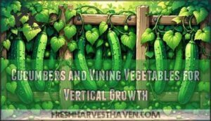 cucumbers and vining vegetables for vertical growth