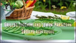 grilled zucchini and lemon-parmesan broiled asparagus