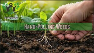 hand-pulling weeds