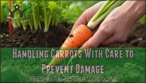 handling carrots with care to prevent damage