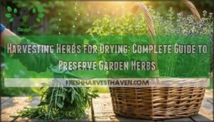 harvesting herbs for drying