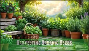 harvesting organic herbs