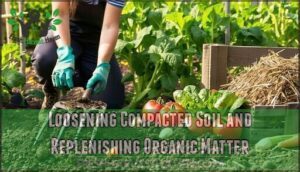 loosening compacted soil and replenishing organic matter