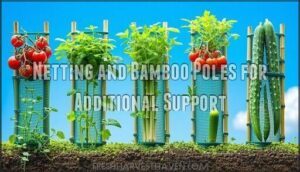 netting and bamboo poles for additional support