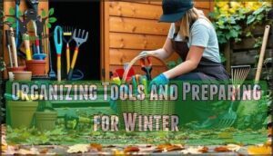 organizing tools and preparing for winter