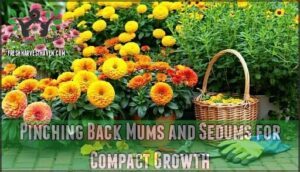 pinching back mums and sedums for compact growth