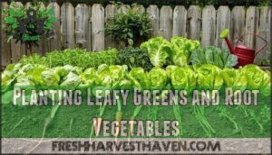 planting leafy greens and root vegetables