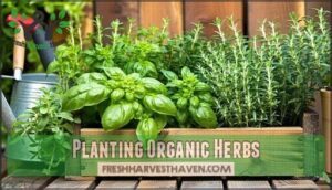 planting organic herbs