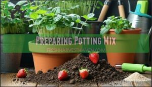 preparing potting mix