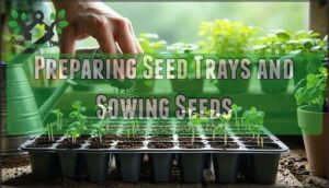 preparing seed trays and sowing seeds