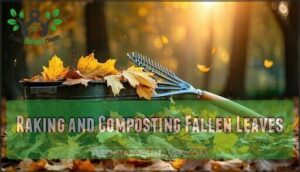 raking and composting fallen leaves
