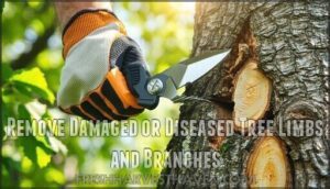 remove damaged or diseased tree limbs and branches