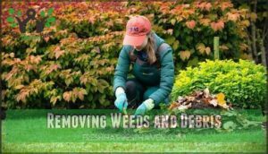 removing weeds and debris