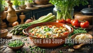 spring minestrone and soup-based dishes