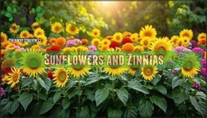 sunflowers and zinnias
