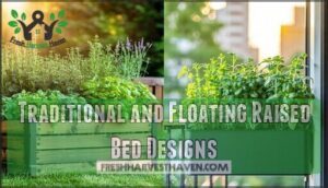 traditional and floating raised bed designs