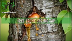 tree trunk oozing sap