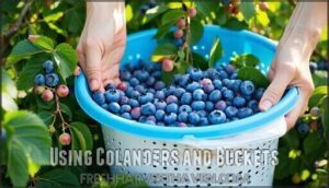 using colanders and buckets