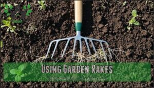 using garden rakes